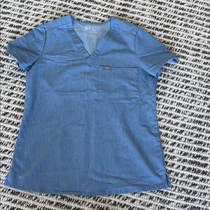 Figs Classic Blue V-Neck Scrub Top
